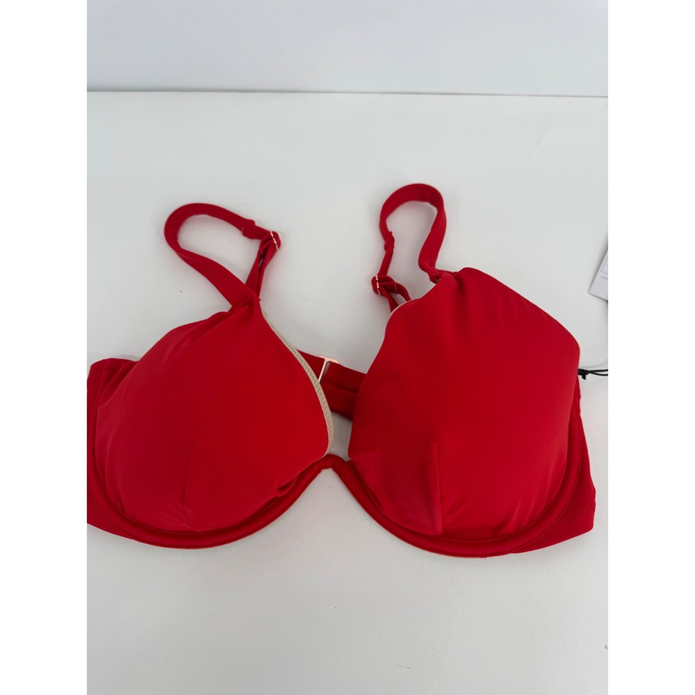 Shade & Shore Red Underwire Bikini Top 38DD Removable Pads Adjustable Straps NEW